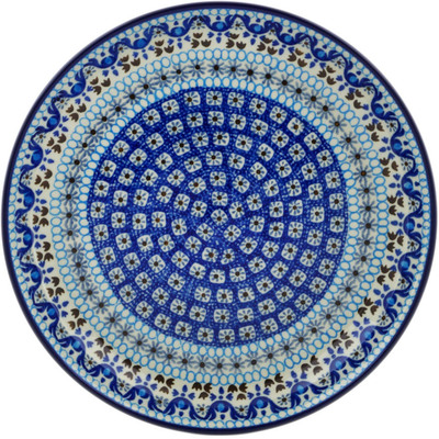 Polish Pottery Plate 9&quot; Blue Ice