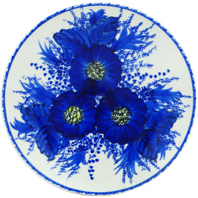 Polish Pottery Plate 9&quot; Blue Poppy Dream
