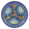 Polish Pottery Plate 9&quot; Blue Star Flowers UNIKAT