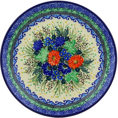 Polish Pottery Plate 9&quot; Bountiful Bouquet UNIKAT