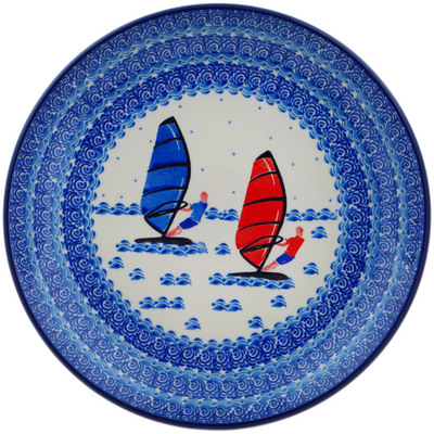 Polish Pottery Plate 9&quot; Catching Waves UNIKAT