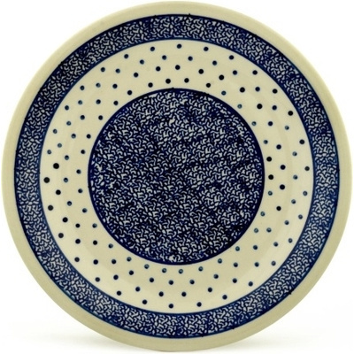 Polish Pottery Plate 9&quot; Denim Dots