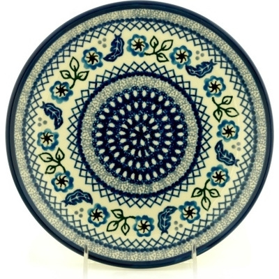 Polish Pottery Plate 9&quot; Feathers And Flowers