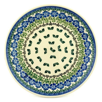 Polish Pottery Plate 9&quot; Leaves And Flowers
