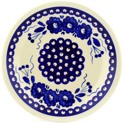 Polish Pottery Plate 9&quot; Mardi Gras Peacock