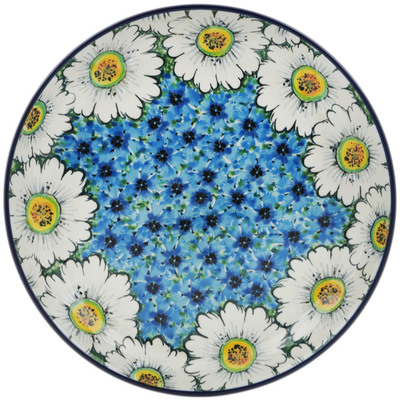 Polish Pottery Plate 9&quot; Pansies And Daisies UNIKAT