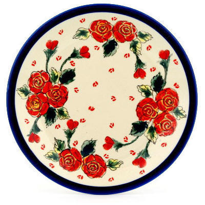Polish Pottery Plate 9&quot; Polish Roses