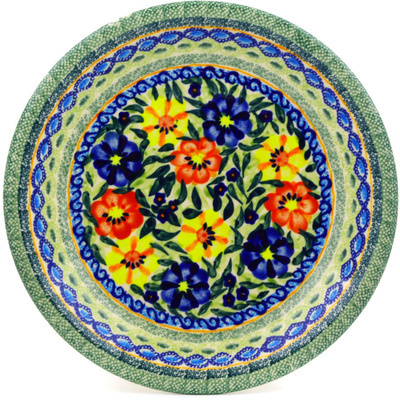 Polish Pottery Plate 9&quot; Primary Poppies UNIKAT
