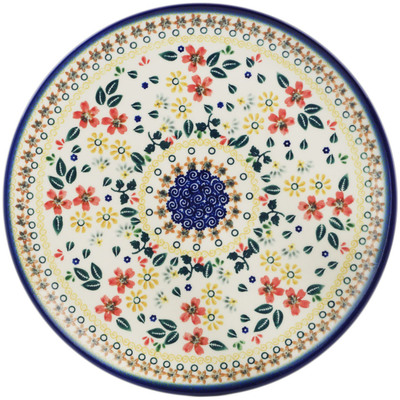 Polish Pottery Plate 9&quot; Red Anemone Meadow UNIKAT