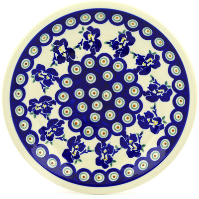 Polish Pottery Plate 9&quot; Royal Iris Peacock