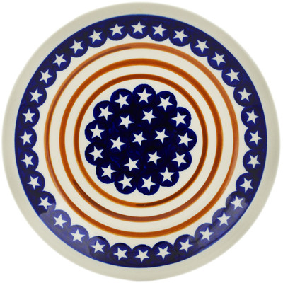 Polish Pottery Plate 9&quot; Stars And Stripes
