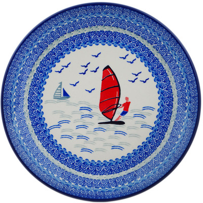 Polish Pottery Plate 9&quot; Windsurfing UNIKAT