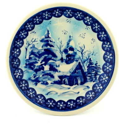 Polish Pottery Plate 9&quot; Winter Chapel