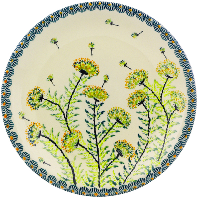 Polish Pottery Plate 9&quot; Yellow Dandelions