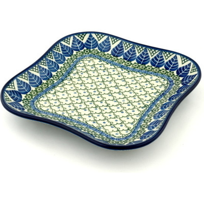 Polish Pottery Platter 10&quot; Blue Alpine