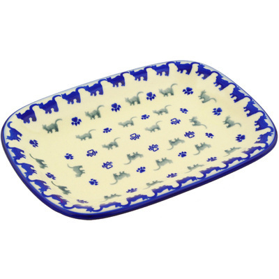 Polish Pottery Platter 10&quot; Boo Boo Kitty Paws