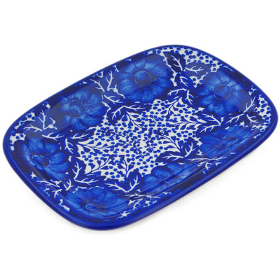 Polish Pottery Platter 10&quot; Cobalt Fantasy