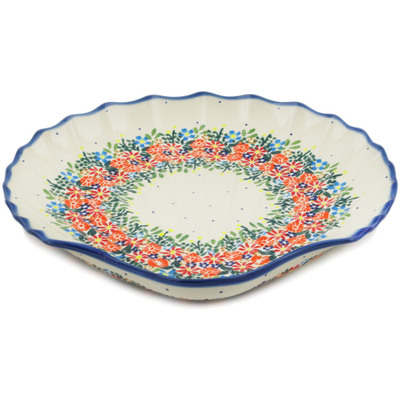 Polish Pottery Platter 10&quot; Floral Crown UNIKAT