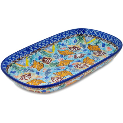 Polish Pottery Platter 10&quot; Ocean Whisper UNIKAT