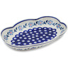 Polish Pottery Platter 10&quot; Peacock Forget-me-not