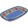 Polish Pottery Platter 10&quot; Red Pansy