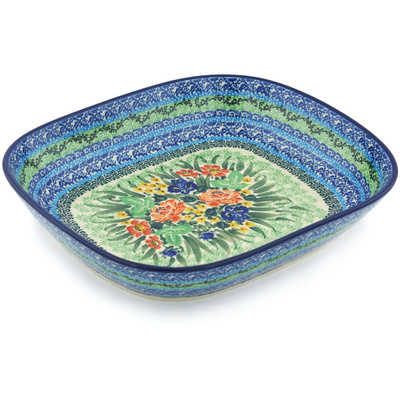 Polish Pottery Platter 10&quot; Spring Garden UNIKAT