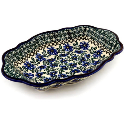 Polish Pottery Platter 11&quot; Blue Chicory