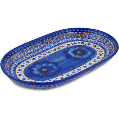 Polish Pottery Platter 11&quot; Blue Heaven UNIKAT