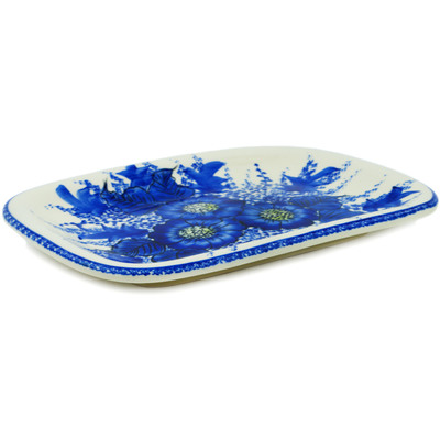 Polish Pottery Platter 11&quot; Blue Poppy Dream