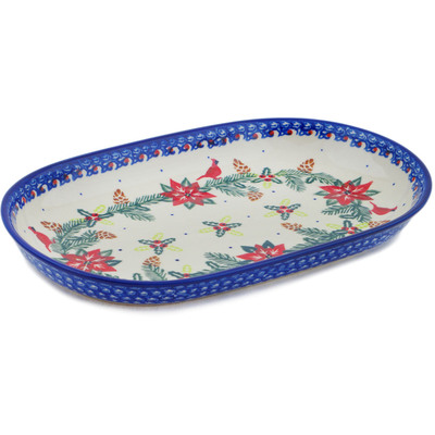 Polish Pottery Platter 11&quot; Cardinal&#039;s Home UNIKAT