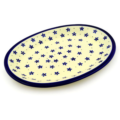 Polish Pottery Platter 11&quot; Forget Me Knot