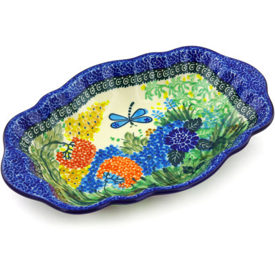 Polish Pottery Platter 11&quot; Garden Delight UNIKAT