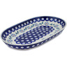 Polish Pottery Platter 11&quot; Peacock Forget-me-not