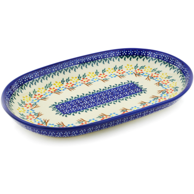 Polish Pottery Platter 11&quot; Spring Flower Ring