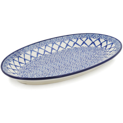 Polish Pottery Platter 12&quot; Blue Harmony