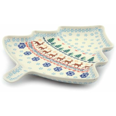 Polish Pottery Platter 12&quot; Christmas Fesitval
