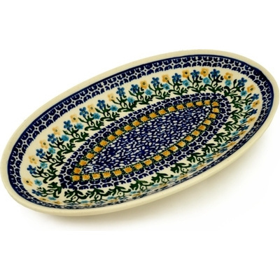 Polish Pottery Platter 12&quot; Field Of Wildflowers