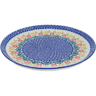 Polish Pottery Platter 12&quot; Wave Of Flowers