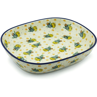 Polish Pottery Platter 12&quot; Yellow Rose Of Texas