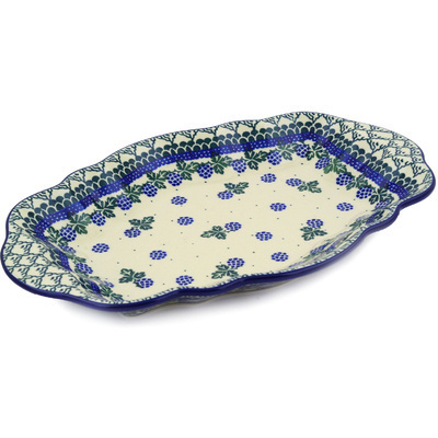 Polish Pottery Platter 13&quot; Blackberry Vines