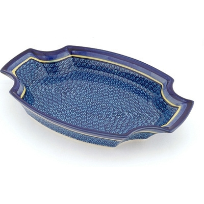 Polish Pottery Platter 13&quot; Blue Galaxy