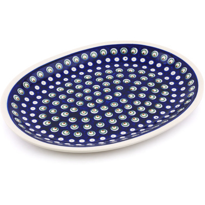 Polish Pottery Platter 13&quot; Blueberry Swirl