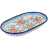 Polish Pottery Platter 13&quot; Peach Tudor Rose