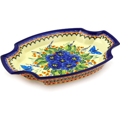 Polish Pottery Platter 13&quot; Spring Splendor UNIKAT