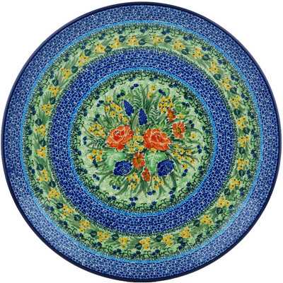 Polish Pottery Platter 14&quot; Divine Meadow UNIKAT