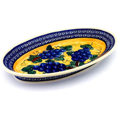 Polish Pottery Platter 14&quot; Tuscan Grapes