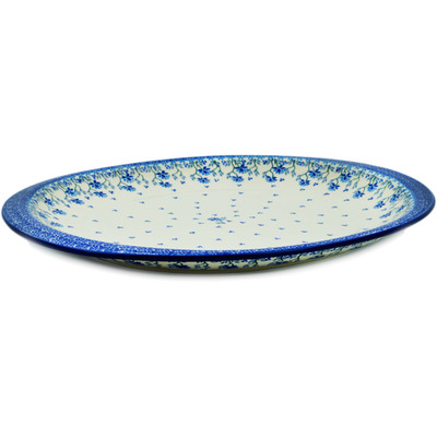 Polish Pottery Platter 17&quot; Blue Grapevine