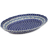 Polish Pottery Platter 17&quot; Peacock Forget-me-not