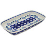 Polish Pottery Platter 8&quot; Peacock Forget-me-not