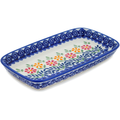 Polish Pottery Platter 8&quot; Wave Of Flowers